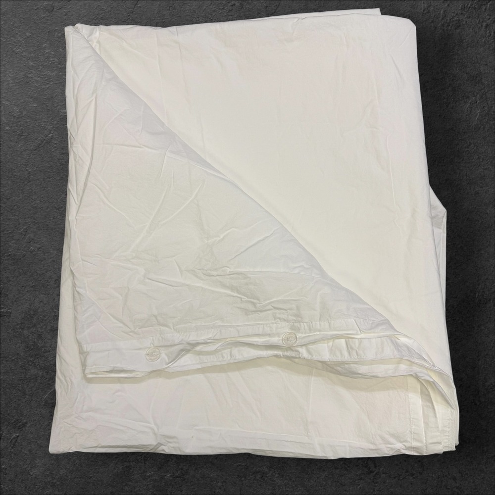 Brooklinen White Classic Percale Duvet Cover King Cali King 100% Cotton Button
